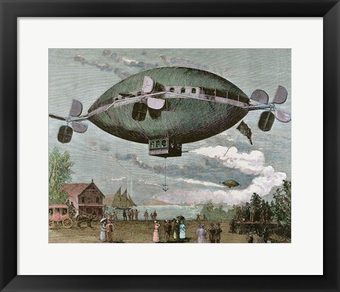 Framed Aerostat Engraving In &#39;The Illustration&#39;, 1887 Print