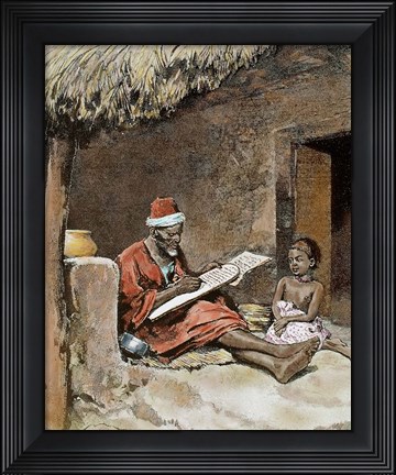Framed Old Man With Child French Sudan 1893 Print