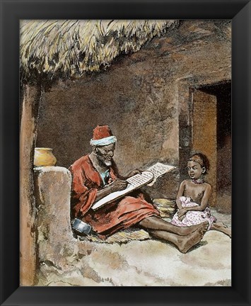 Framed Old Man With Child French Sudan 1893 Print