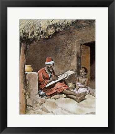 Framed Old Man With Child French Sudan 1893 Print