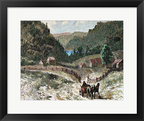 Framed Canadian Landscape In The Eighteenth Century 19th-Century Print