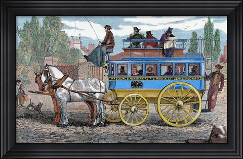 Framed Horse-Drawn Omnibus Print