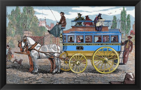 Framed Horse-Drawn Omnibus Print