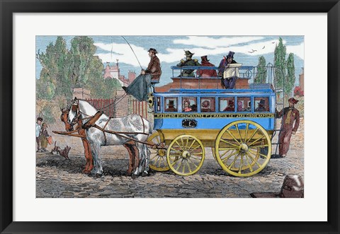 Framed Horse-Drawn Omnibus Print