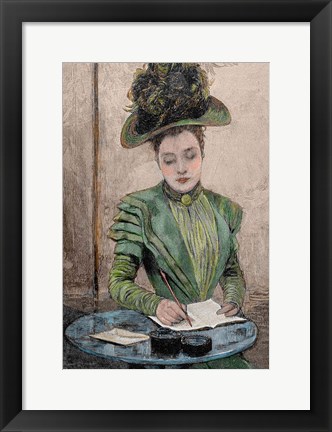 Framed Lady Writing A Letter Print