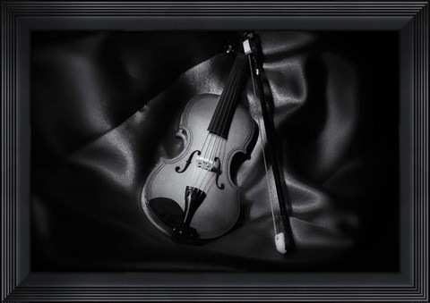 Framed Still-Life Black And White Image Of A Violin Print