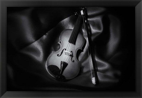 Framed Still-Life Black And White Image Of A Violin Print