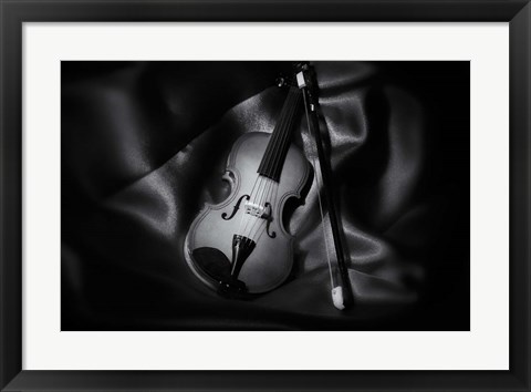 Framed Still-Life Black And White Image Of A Violin Print