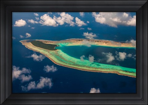 Framed Aerial Ant Atoll, Pohnpei, Micronesia Print