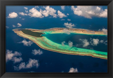 Framed Aerial Ant Atoll, Pohnpei, Micronesia Print