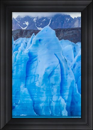 Framed Chile, Patagonia, Torres Del Paine National Park Blue Glacier And Mountains Print