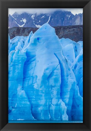 Framed Chile, Patagonia, Torres Del Paine National Park Blue Glacier And Mountains Print