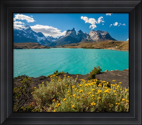 Framed Chile, Patagonia, Torres Del Paine National Park The Horns Mountains And Lago Pehoe Print