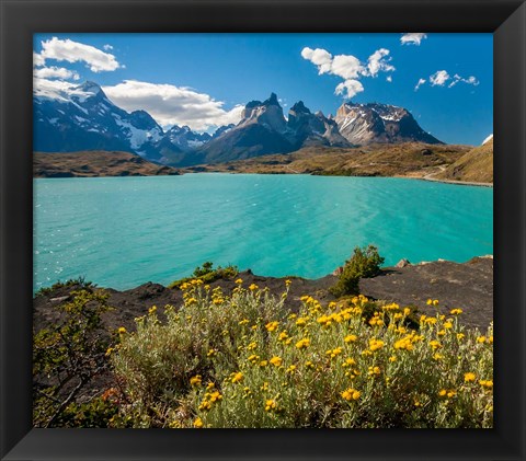 Framed Chile, Patagonia, Torres Del Paine National Park The Horns Mountains And Lago Pehoe Print