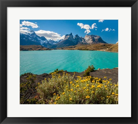 Framed Chile, Patagonia, Torres Del Paine National Park The Horns Mountains And Lago Pehoe Print