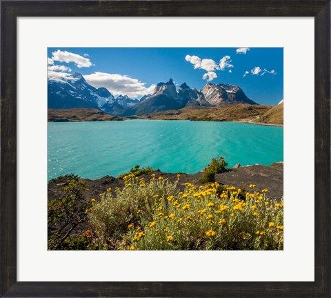 Framed Chile, Patagonia, Torres Del Paine National Park The Horns Mountains And Lago Pehoe Print