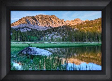 Framed California, Sierra Nevada Mountains Calm Reflections In Grass Lake Print