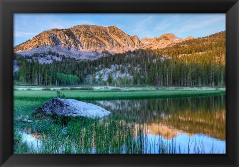 Framed California, Sierra Nevada Mountains Calm Reflections In Grass Lake Print