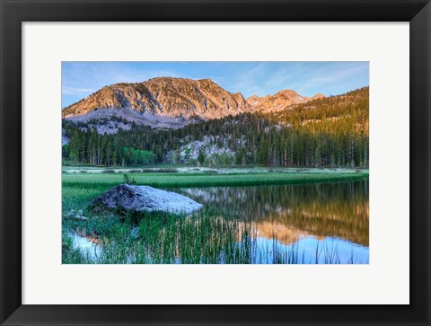 Framed California, Sierra Nevada Mountains Calm Reflections In Grass Lake Print