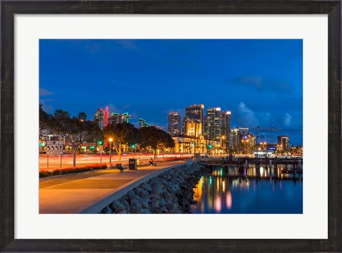 Framed Bright Light, San Diego Skyline Print