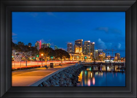 Framed Bright Light, San Diego Skyline Print