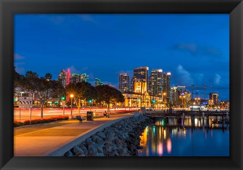 Framed Bright Light, San Diego Skyline Print