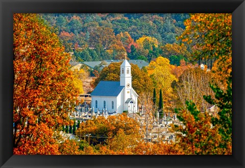 Framed St Sava Serbian Church In Autumn Print