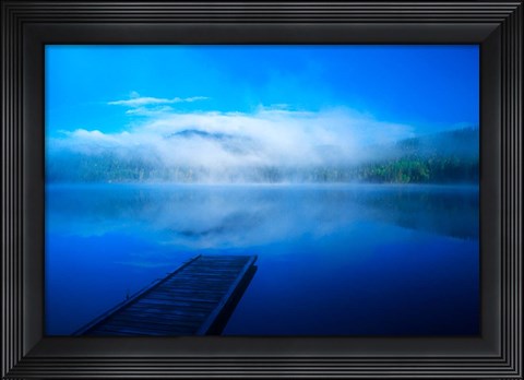 Framed Serenity On A Misty Lake Print
