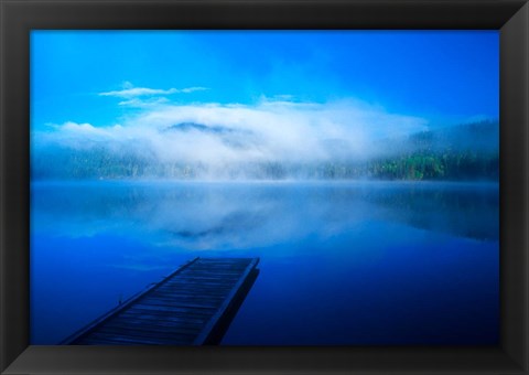 Framed Serenity On A Misty Lake Print