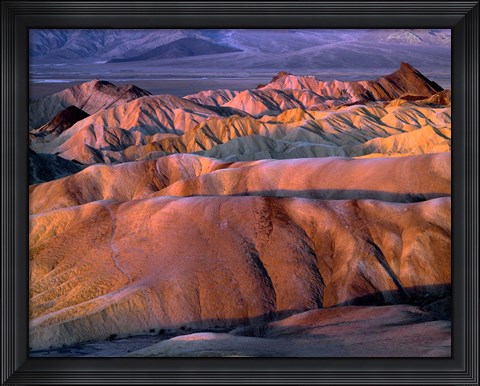 Framed Eroded Mudstone, Death Valley Np, California Print