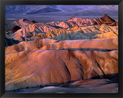 Framed Eroded Mudstone, Death Valley Np, California Print