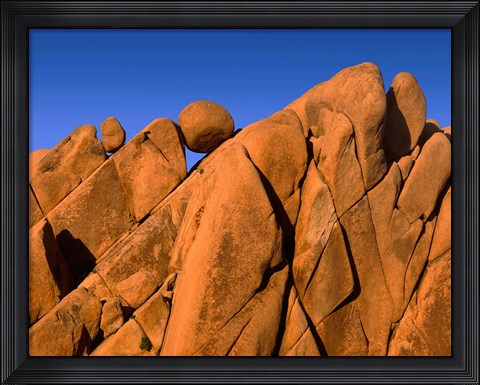 Framed Monzonite Granite Boulders At Sunset, Joshua Tree NP, California Print