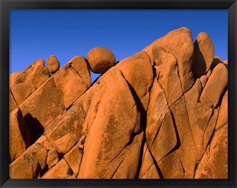 Framed Monzonite Granite Boulders At Sunset, Joshua Tree NP, California Print