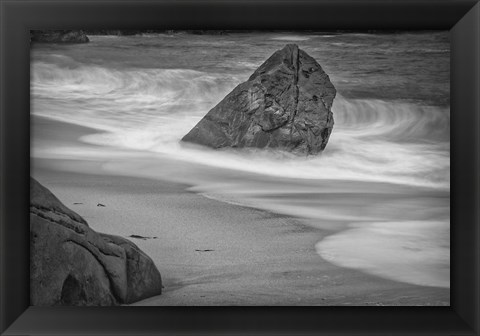 Framed California, Garrapata Beach (BW) Print