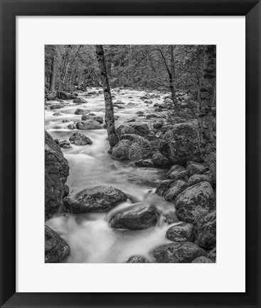 Framed Yosemite Happy Isles, California (BW) Print