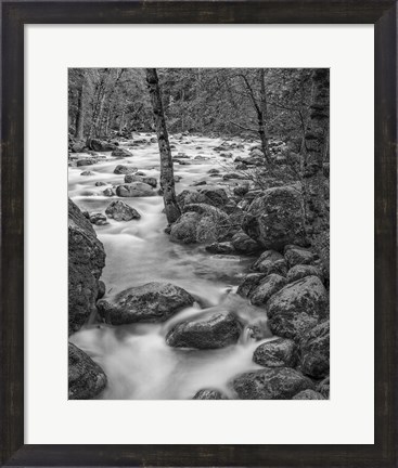 Framed Yosemite Happy Isles, California (BW) Print