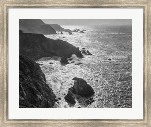Framed Big Sur Coast, California (BW) Print