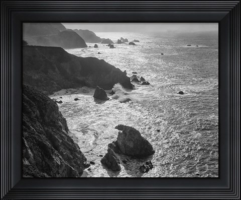Framed Big Sur Coast, California (BW) Print