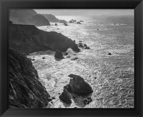 Framed Big Sur Coast, California (BW) Print