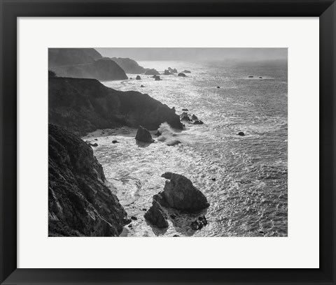 Framed Big Sur Coast, California (BW) Print