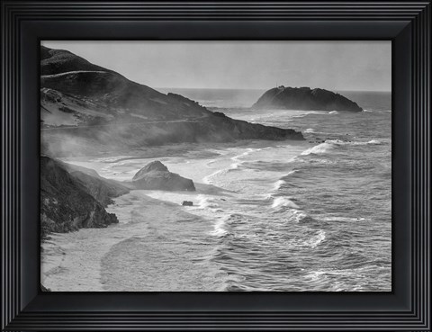 Framed Little Sur Coast, California (BW) Print
