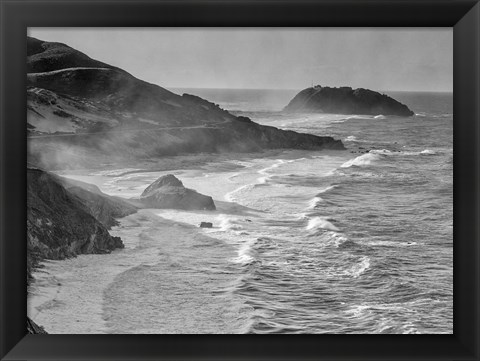 Framed Little Sur Coast, California (BW) Print