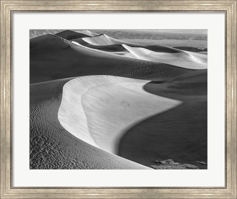 Framed Californian Valley Dunes (BW) Print