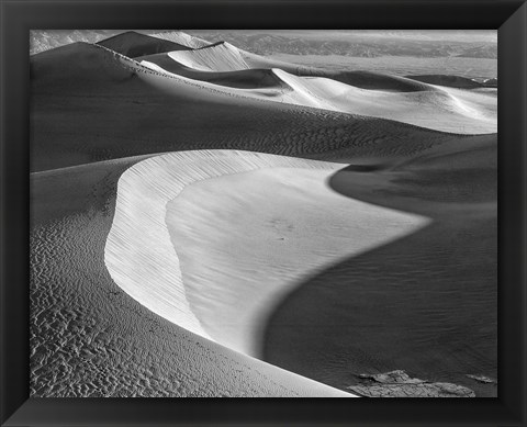 Framed Californian Valley Dunes (BW) Print