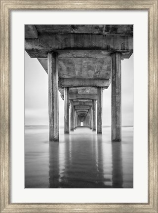 Framed California, La Jolla, Scripps Pier, Sunrise (BW) Print