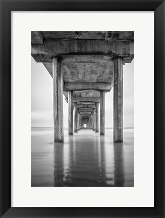 Framed California, La Jolla, Scripps Pier, Sunrise (BW) Print