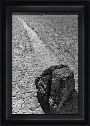 Framed California, Valley Dunes Cracked Earth (BW) Print