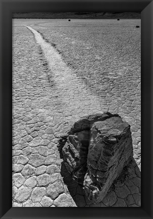 Framed California, Valley Dunes Cracked Earth (BW) Print