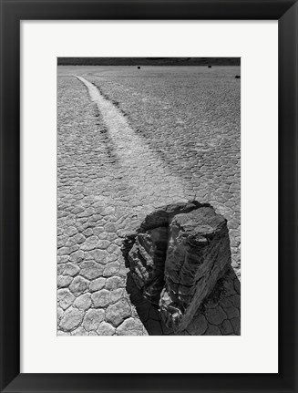 Framed California, Valley Dunes Cracked Earth (BW) Print