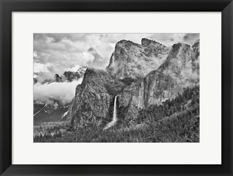 Framed California, Yosemite, Bridalveil Falls (BW) Print